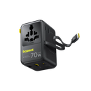 Baseus EnerCore CG11 Universal Travel Adapter 70W with Retractable USB-C [D] - بلاك حائط شحن دولي - 4 فتحات للشحن - 3 فتحات تايب سي +1 فتحة يو اس بي - قوة 70 واط  مع كيبل تايب سي - كفالة 24 شهر