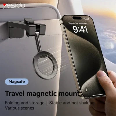 Yesido Travel Holder (C298) – Black - ستاند للسفر والرحلات - ماغ سيف - متعدد الاستخدام - مناسب لجميع انواع الاجهزة