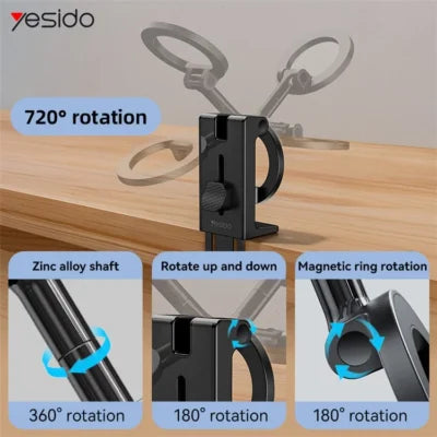 Yesido Travel Holder (C298) – Black - ستاند للسفر والرحلات - ماغ سيف - متعدد الاستخدام - مناسب لجميع انواع الاجهزة