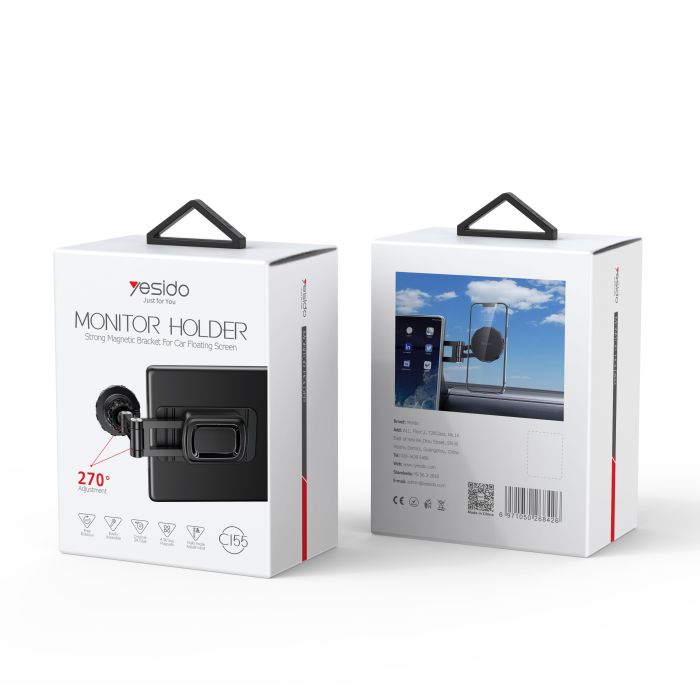 Yesido C155 High Quality Universal 270 Degree Adjustable Magnetic Suction Car Laptop Phone Holder - ستاند سيارة - مغناطيس - متوافق مع شاشه السياره - دوران 270 درجه - مناسب لجميع انواع الاجهزة
