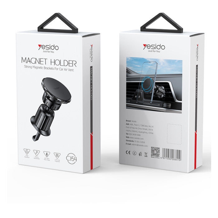 Yesido C154 Car Air Vent Mount Magnetic Phone Holder – 360 Degrees Rotating Smartphones Stand - ستاند سيارة - فتحة تكييف - مغناطيس - دوران 360 درجه - مناسب لجميع انواع الاجهزة