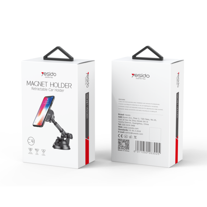 Yesido C41 Phone Holder - ستاند سيارة - ذراع طويل - مغناطيس - دوران 360 درجه - مناسب لجميع انواع الاجهزة