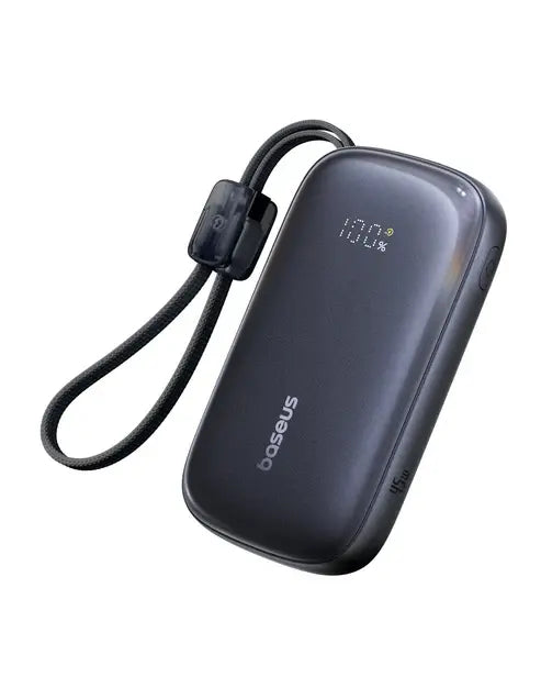 Baseus FC31 Power Bank 20000mAh 45W with 2 USB-C Cables – Black [D] بطارية متنقلة - بيسوس - سعة 20000 - عدد 1 سلك شاحن تايب سي - شاشة رقميه - قوة 45 واط - كفالة 24 شهر