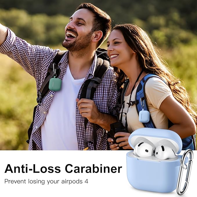Clip AirPods 4 - 2024 Silicon Case - Light Blue - كفر حماية - سماعة ابل ايربودز 4 - 2024
