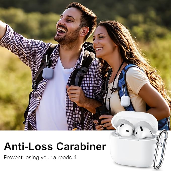 Clip AirPods 4 - 2024 Silicon Case - White - كفر حماية - سماعة ابل ايربودز 4 - 2024