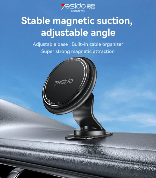 Yesido C220 Built-in Cable Organizer 360 Degree Rotation And Paste The Magnetic Chuck Phone Holder - ستاند سيارة - مغناطيس - دوران 360 درجه - مناسب لجميع انواع الاجهزة