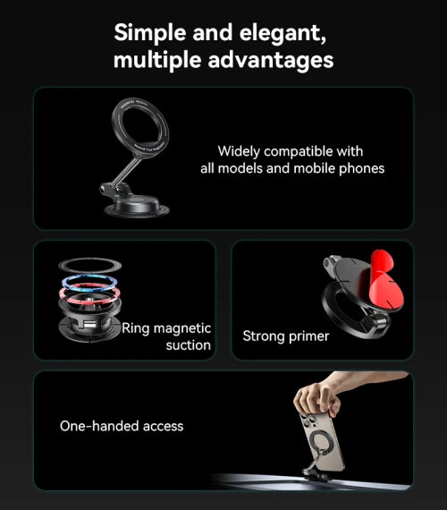 Yesido C218 360 Two-axis Rotation Strong Adhesion One-handed Access Rotate Magnetic Phone Holder - ستاند سيارة - ماغ سيف - دوران 360 درجه - مناسب لجميع انواع الاجهزة