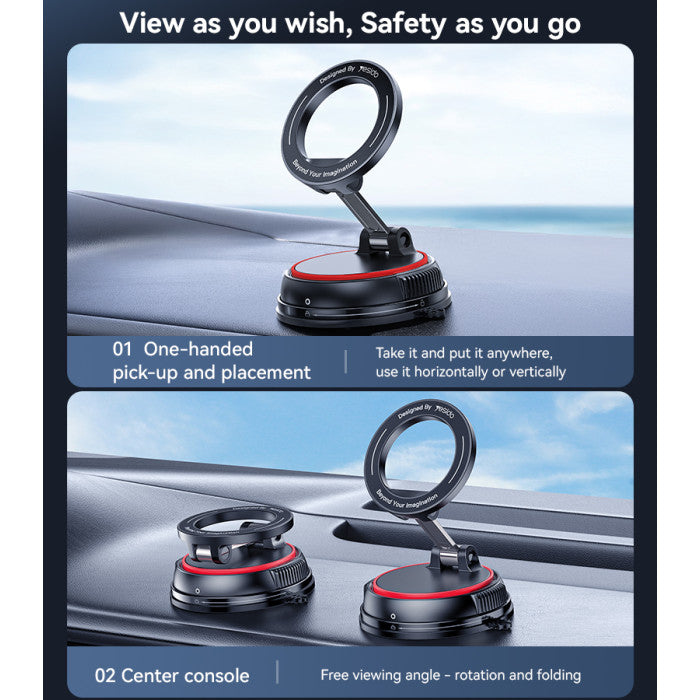 Yesido C219 360 Rotation And Folding Zinc Alloy Center Console Magsafing Suction Cup Car Phone Holder - ستاند سيارة - ماغ سيف - دوران 360 درجه - مناسب لجميع انواع الاجهزة