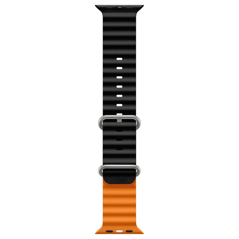 PAWA - Lagos Premium Soft Silicon Straps - Black/Orange - سير ساعه أبل واتش