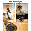 Yesido C300 360 Rotating Base Foldable Design Adjustable - Space Gray - ستاند مكتبي - عالي الجودة - دوران 360 درجة - لجميع انواع الاجهزة