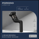 Porodo Lifestyle 4-Head Rotating Design Muscle Relief Massager [O] - مدلك تخفيف العضلات 4 رؤوس دوارة بورودو لايف ستايل - أسود - كفالة 24 شهر