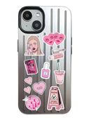 Noufa Silver Phone Case - كفر مع ستيكرز طباعة من اختياركم - الكفر + التصميم + البروفة + الطباعة - سيتم التواصل معكم لتحديد الكلمات والصور