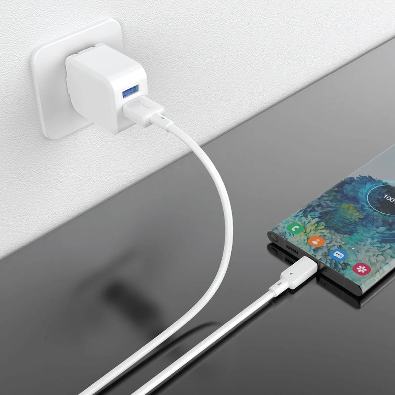 Pawa 3A USB-A TO TYPE C Quick Charging PVC Cable PW122 | White - سلك شحن تايب سي - باوا - طول 1.2 سم - كفالة 24 شهر