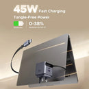 UGREEN 45W 2-Port GaN Fast Charger with Retractable Cable - Space Gray [B] - شاحن حائط  - يو جرين - واير تايب سي + فتحة تايب سي - 1 فتحة يو اس بي - قوة 45 واط - كفالة 12 شهر