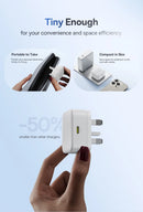 Baseus Palm Fast Charger 1C 30W - White (with Baseus Cable USB-C to USB-C 60W) [D] - شاحن حائط  - قوة 30 واط - بيسوس - تايب سي