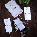 Bazic GoPort Travel 10000mAh 5 in 1 Multi-Functional Universal Wall Charger with 15W Fast Wireless Charging - White - شاحن حائط دولي - 5 في 1 - باور بانك سعة 10000 - سلك شحن ايفون + سلك شحن تايب سي - شاشه رقمية - شاحن لاسلكي - ستاند بالطول والعرض