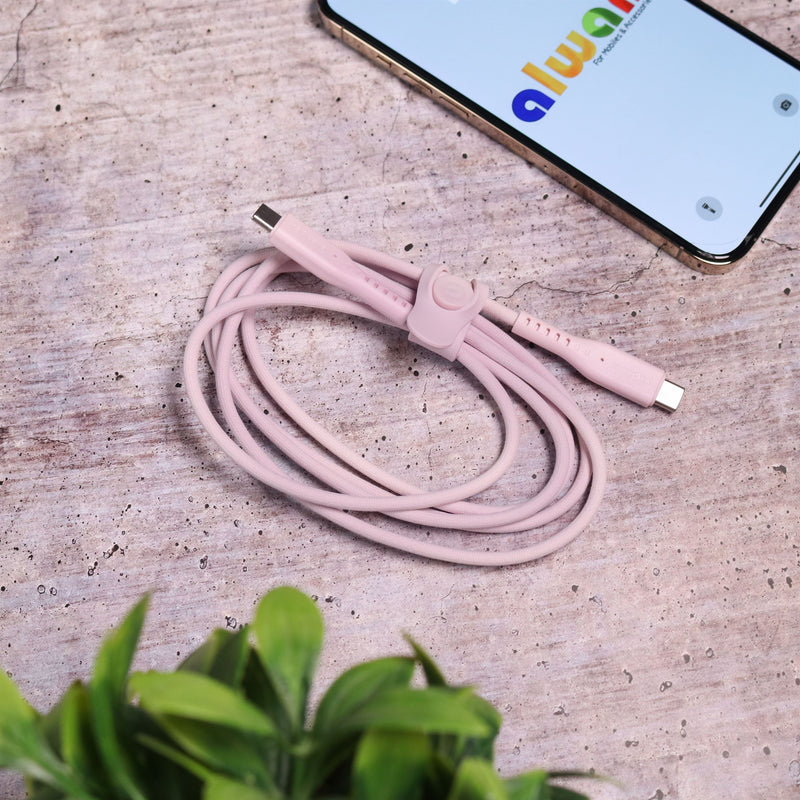 Energea Flow USB-C To USB-C Cable 1.5M - Pink سلك شحن - انيرجيا - تايب سي الي تايب سي - طول متر ونصف - كفالة 5 سنين