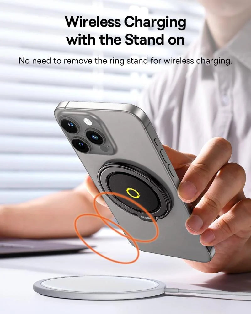 Baseus MagPro Series II Magnetic Ring Phone Holder - Black [B] - مسكة دائريه مغناطيس وستاند + ماغ سيف