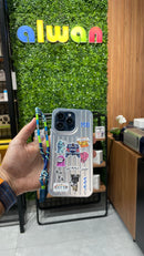 Noufa Silver Phone Case - كفر مع ستيكرز طباعة من اختياركم - الكفر + التصميم + البروفة + الطباعة - سيتم التواصل معكم لتحديد الكلمات والصور