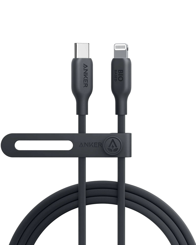 Anker 542 USB-C to Lightning (Bio-Based) - 1.8m/6ft - Black [D] - سلك شحن ايفون تايب سي - انكر - طول 180 سم - كفالة 18 شهر
