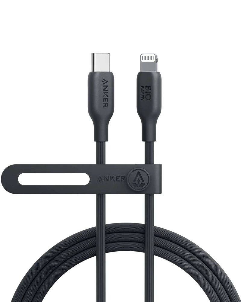 Anker 542 USB-C to Lightning (Bio-Based) - 0.9m/3ft - Black سلك شحن ايفون تايب سي - انكر - طول 90 سم - كفالة 18 شهر