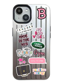 Noufa Silver Phone Case - كفر مع ستيكرز طباعة من اختياركم - الكفر + التصميم + البروفة + الطباعة - سيتم التواصل معكم لتحديد الكلمات والصور