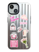 Noufa Silver Phone Case - كفر مع ستيكرز طباعة من اختياركم - الكفر + التصميم + البروفة + الطباعة - سيتم التواصل معكم لتحديد الكلمات والصور