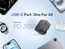 Baseus Palm Fast Charger 1C 30W - Cluster Black (with Baseus Cable USB-C to USB-C 60W) [D] - شاحن حائط  - قوة 30 واط - بيسوس - تايب سي