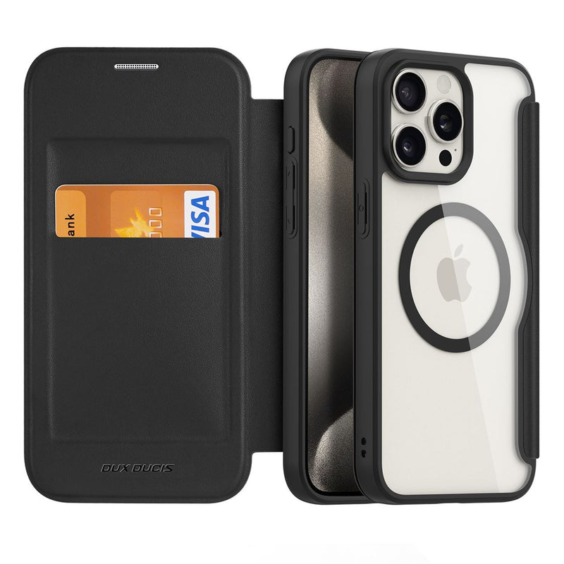 DUX DUCIS Skin X Pro Series Folio Case with MagSafe - Black - كفر 2 في 1 - حماية عالية + محفظة + ماغ سيف