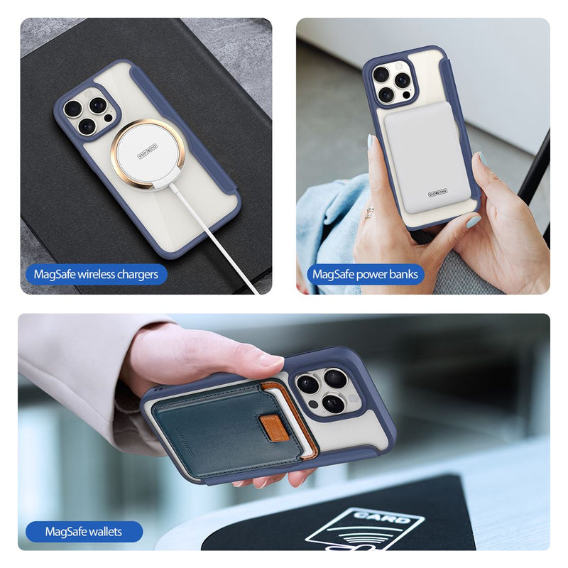 DUX DUCIS Skin X Pro Series Folio Case with MagSafe - Blue - كفر 2 في 1 - حماية عالية + محفظة + ماغ سيف