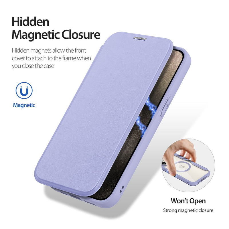 DUX DUCIS Skin X Pro Series Folio Case with MagSafe - Purple - كفر 2 في 1 - حماية عالية + محفظة + ماغ سيف