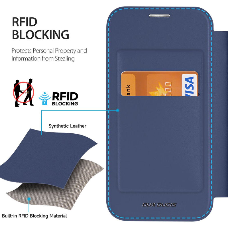 DUX DUCIS Skin X Pro Series Folio Case with MagSafe - Blue - كفر 2 في 1 - حماية عالية + محفظة + ماغ سيف