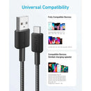 Anker 322 USB-A to USB-C Cable 0.9m Braided - white [D] - سلك شحن - انكر - تايب سي - طول 90 سم - كفالة 18 شهر