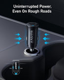 Anker Car Charger (30W, 2 Ports) - Black - شاحن ولاعة للسيارة - انكر - قوة 30 واط - منفذ تايب سي للشحن السريع ومنفذ للشحن الذكي - كفالة 18 شهر
