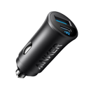 Anker Car Charger (30W, 2 Ports) - Black - شاحن ولاعة للسيارة - انكر - قوة 30 واط - منفذ تايب سي للشحن السريع ومنفذ للشحن الذكي - كفالة 18 شهر