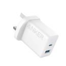 Anker Select Charger (20W) - White [D] - شاحن حائط - انكر -2 منفذين للشحن - 20 واط - 1 منفذ تايب سي - 1 منفذ يو اس بي - خاصية الشحن السريع - كفالة 18 شهر - مناسب لاجهزة الايفون الحديثة