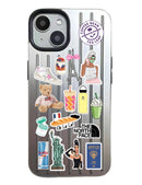 Noufa Silver Phone Case - كفر مع ستيكرز طباعة من اختياركم - الكفر + التصميم + البروفة + الطباعة - سيتم التواصل معكم لتحديد الكلمات والصور