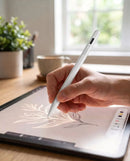 BlueOn Universal Active Stylus Pen with Palm Rejection & USB-C Charging - White [O] - قلم الكتروني - لجميع انواع أجهزة الأيباد - كفالة 12 شهر