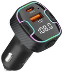 BlueOn Bluetooth Car FM Transmitter Black [O] - شاحن ولاعة - بلوتث لنقل الصوت - منفذ تايب سي + منفذ يو اس بي - كفالة 24 شهر