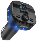 BlueOn Bluetooth Car FM Transmitter with Ambient Blue Lighting Black [O] - شاحن ولاعة - بلوتث لنقل الصوت - منفذ تايب سي + منفذ يو اس بي - كفالة 24 شهر