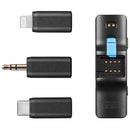 BOYA Microphone w-case with lightning-Type C- 3.5mm connector [C] - مايكروفون للتصوير - عدد 2 ميكروفون - 3 في 1 - منفذ شحن تايب سي + منفذ لايتينينج + اي يو اكس - بويا - كفالة 12 شهر