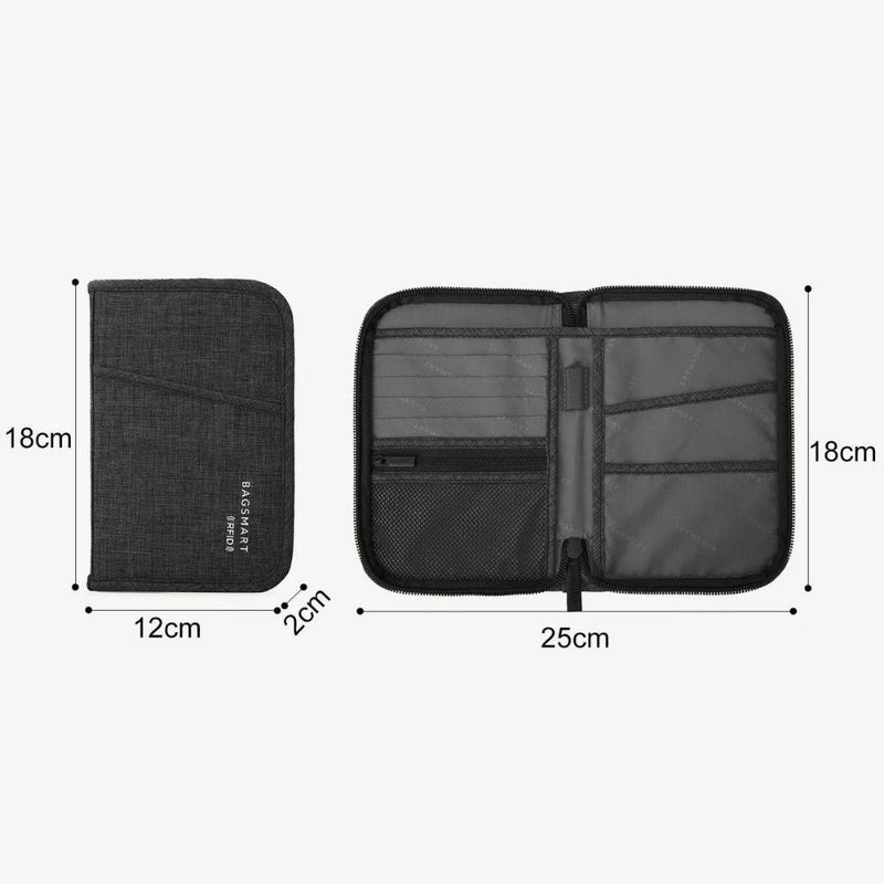Bagsmart Lax Passport Holder (Heather Gray) [C] - بوك سفر منظم -  مقاومة لرذاذ الماء