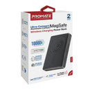 Promate Ultra-Slim Aluminum Crafted MagSafe PowerBank 10000mAh Black [BO] - بطارية متنقلة ماغ سيف نحيفة + منفذ تايب سي - سعة 10000ملي أمبير - كفالة 12 شهر