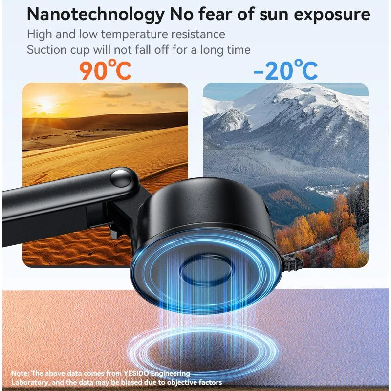 Yesido C266 Round Magesafe 360 Degree Rotation Magnetic Holder - Black - ستاند سيارة - ذراع طويل - ماغ سيف - مناسب لجميع انواع الاجهزة