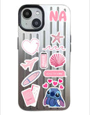 Noufa Silver Phone Case - كفر مع ستيكرز طباعة من اختياركم - الكفر + التصميم + البروفة + الطباعة - سيتم التواصل معكم لتحديد الكلمات والصور