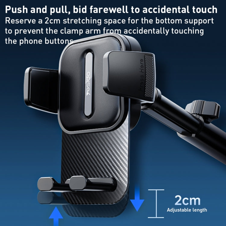 Yesido C173 Suction Cup Type Telescopic Car Phone Holder (Black) ستاند سيارة - ذراع طويل - مناسب لجميع انواع الاجهزة
