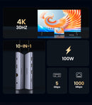 UGREEN USB-C Multifunction Adapter 10 in 1 [O] - وصلة تايب سي - 10 في 1 - لاجهزة الايباد برو والماك بوك - متعددة الاستخدام - كفالة 12 شهر