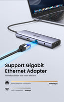 UGREEN USB-C Multifunction Adapter 10 in 1 [O] - وصلة تايب سي - 10 في 1 - لاجهزة الايباد برو والماك بوك - متعددة الاستخدام - كفالة 12 شهر