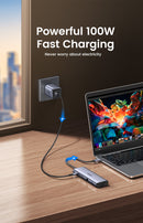 UGREEN USB-C Multifunction Adapter 10 in 1 [O] - وصلة تايب سي - 10 في 1 - لاجهزة الايباد برو والماك بوك - متعددة الاستخدام - كفالة 12 شهر