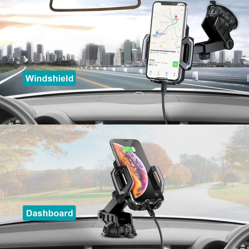 Choetech Fast Wireless Charging Car Dock 15W - Black [C] - ستاند سيارة - مناسب لجميع انواع الاجهزة والسيارات  - شحن وايرلس